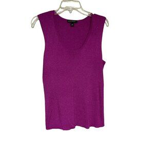 St. John Women's Purple Wool Blend Ribbed Sweater Sleeveless Size L